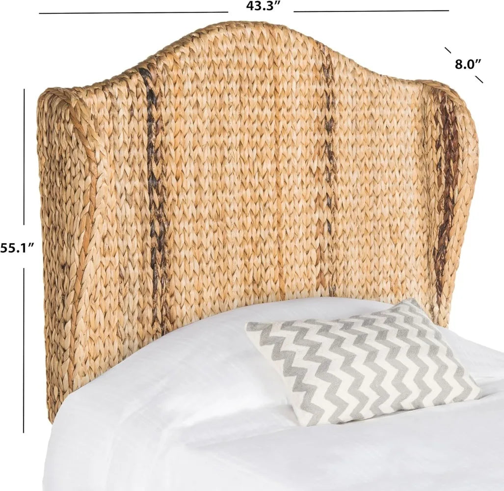 Winged Headboard Banana Leaf Wood for Bedroom Decor