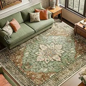 Floral Vintage Distressed Medallion Area Rug For Living Room