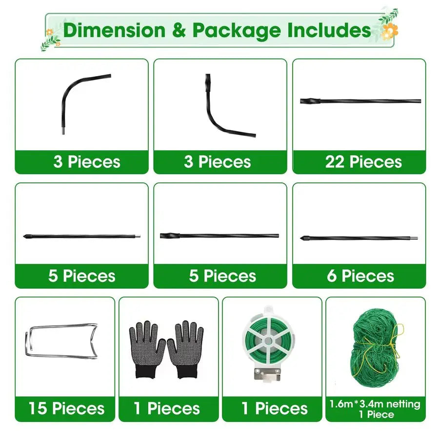 Garden Vegetable Trellis UShaped Metal Arch Plant Support Frame