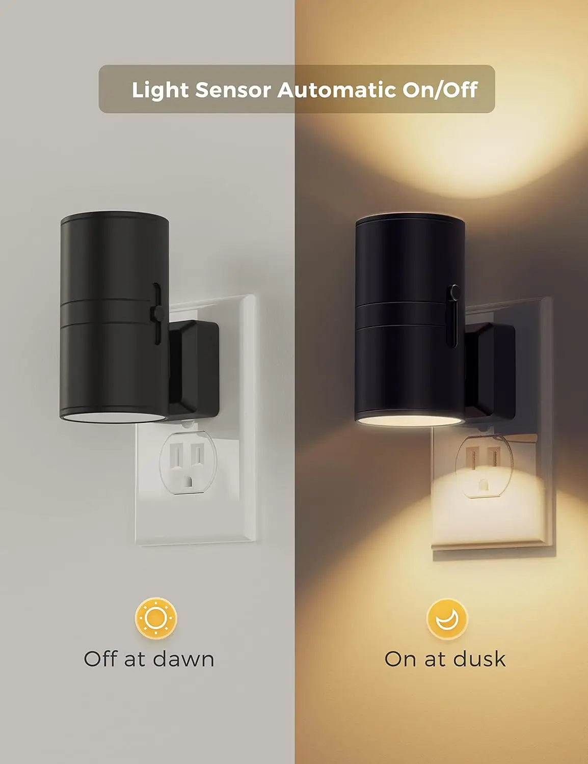 4 Pack Dimmable LED Night Light Plug In With Light Sensor 3000K