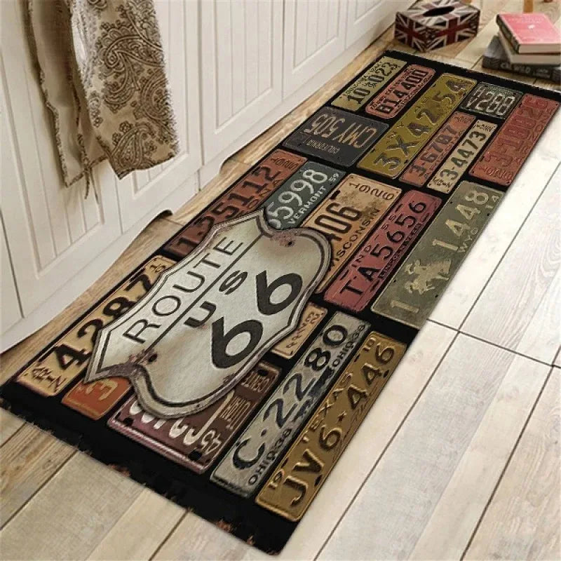 Route 66 Design Doormat Non Slip Entrance Mat For Home