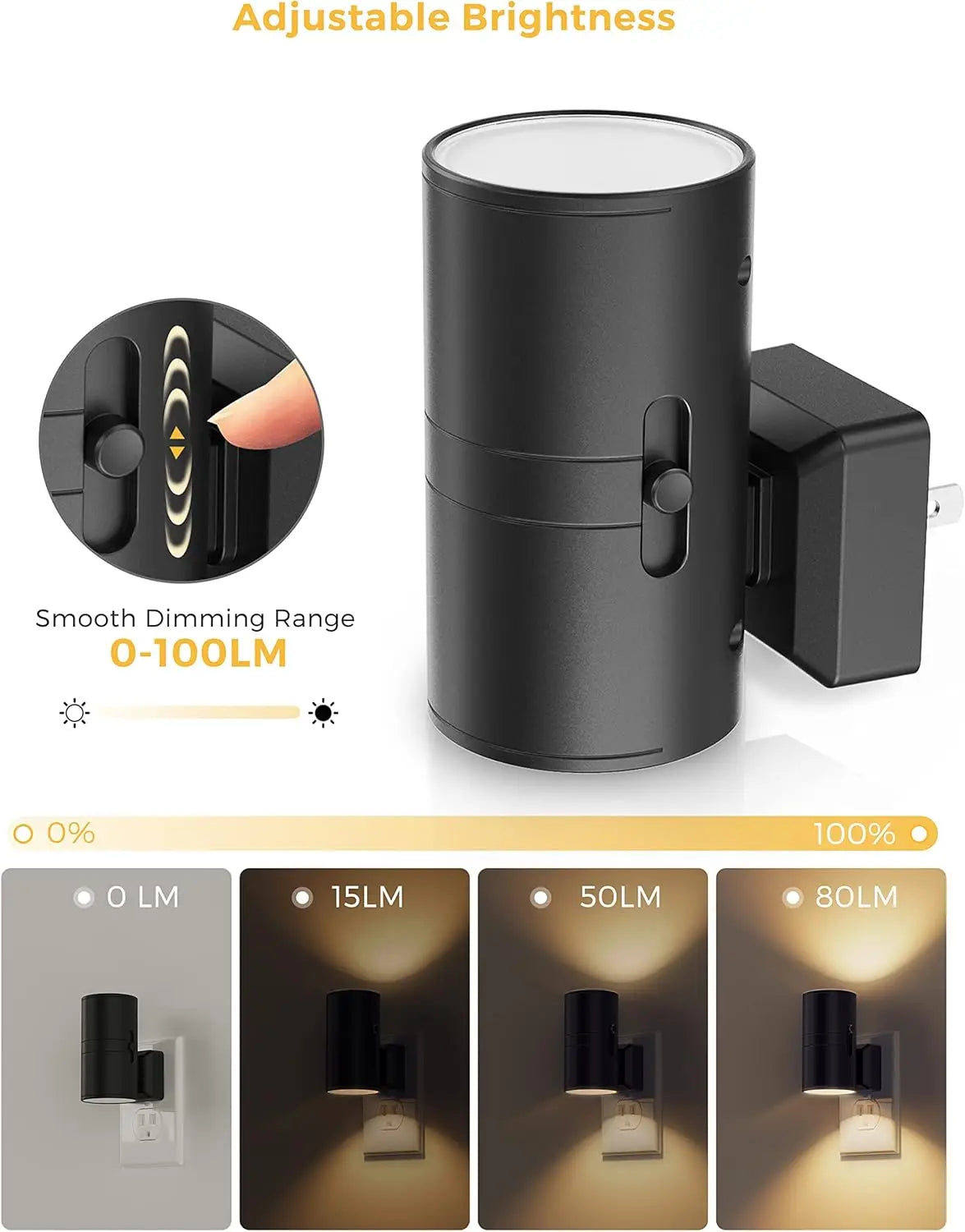 4 Pack Dimmable LED Night Light Plug In With Light Sensor 3000K