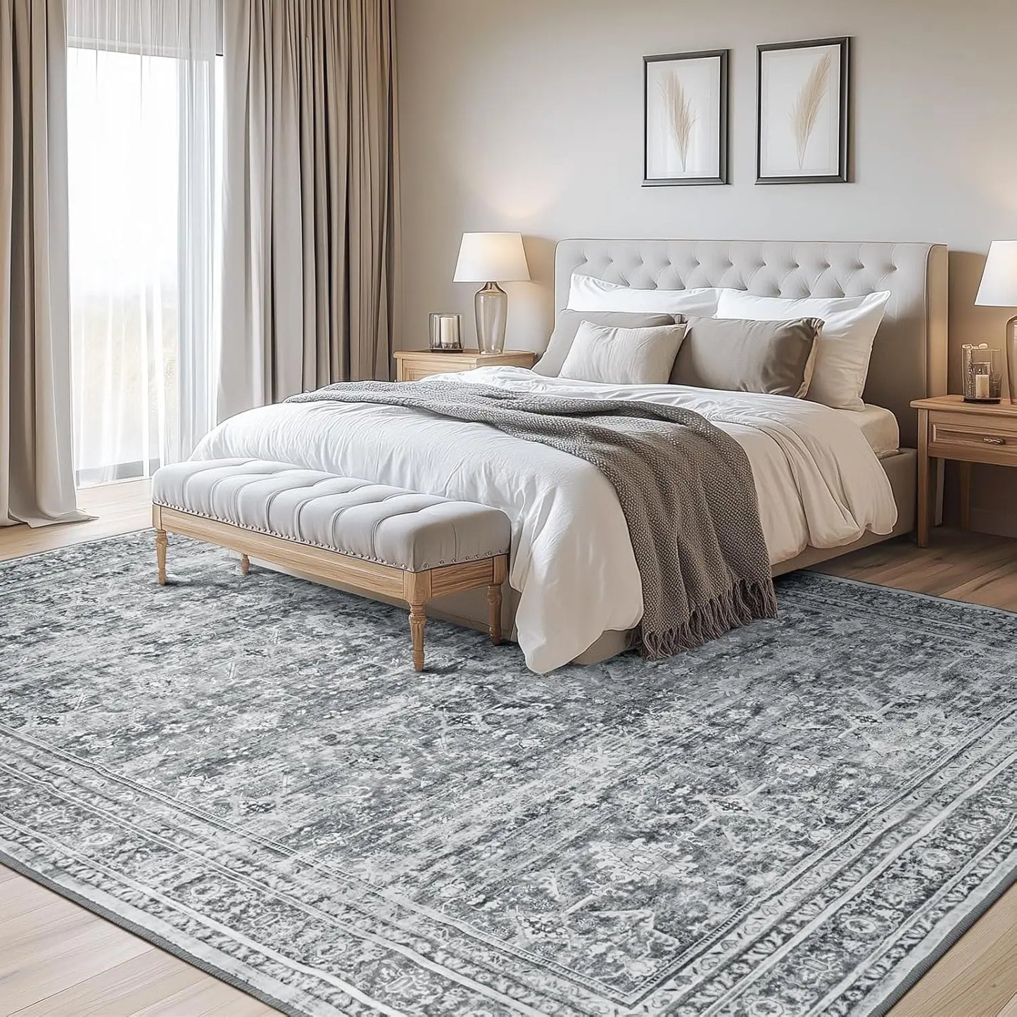 Washable Area Rug With Non Slip Backing For Living Room