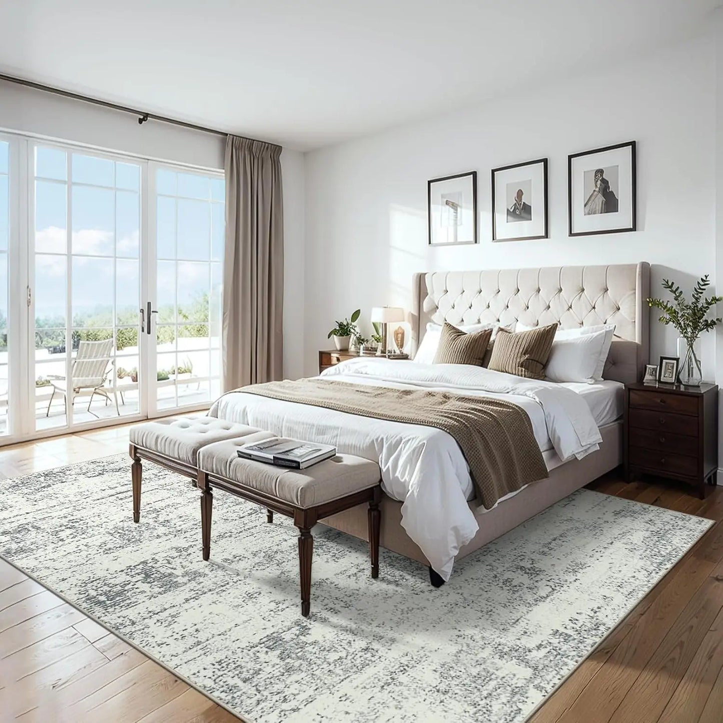 Washable Striped Abstract Area Rug Non Slip Indoor Carpet For Living Room